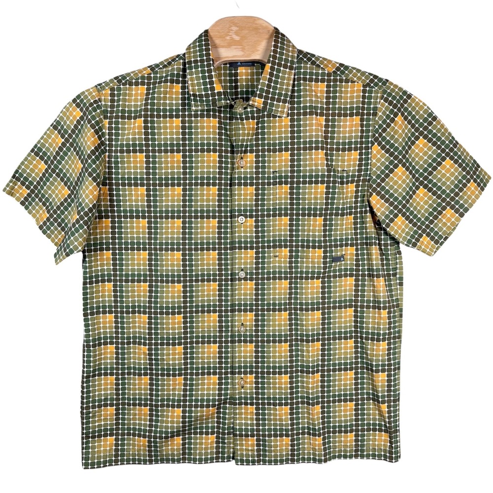 Levis SilverTab Button Down Shirt Men L Green Geometric Short Sleeve Vintage '01